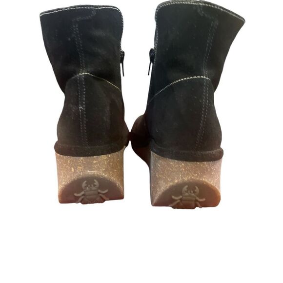 FLY London - Suede Ankle Boots Wedge Heel Bootie with Zipper - Nilo - Black. SIZ - Picture 4 of 10